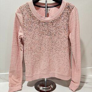 Hinge Pink embellished beaded bedazzled cotton sweatshirt top M